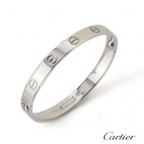 Cartier 18k White Gold Love Bangle Size 16 B6035416